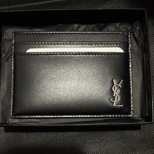 Yves Saint Laurent Black Card Holder with Silver Logo